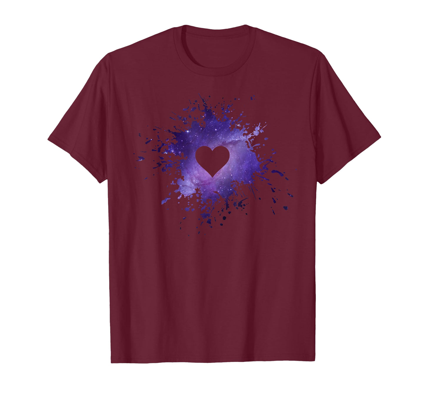 Purple Galaxy Splatter Heart Valentine's Day Design T-Shirt
