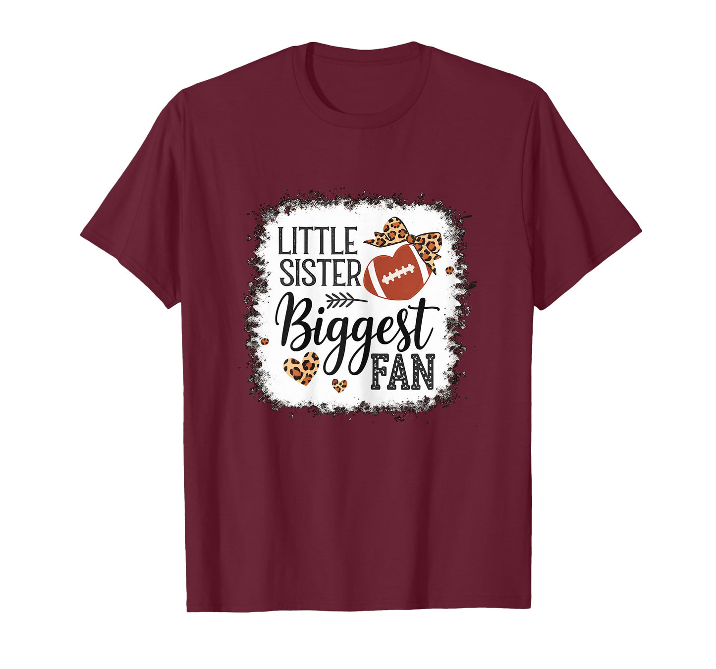 Little Sister biggest Fan Football Sister T-Shirt