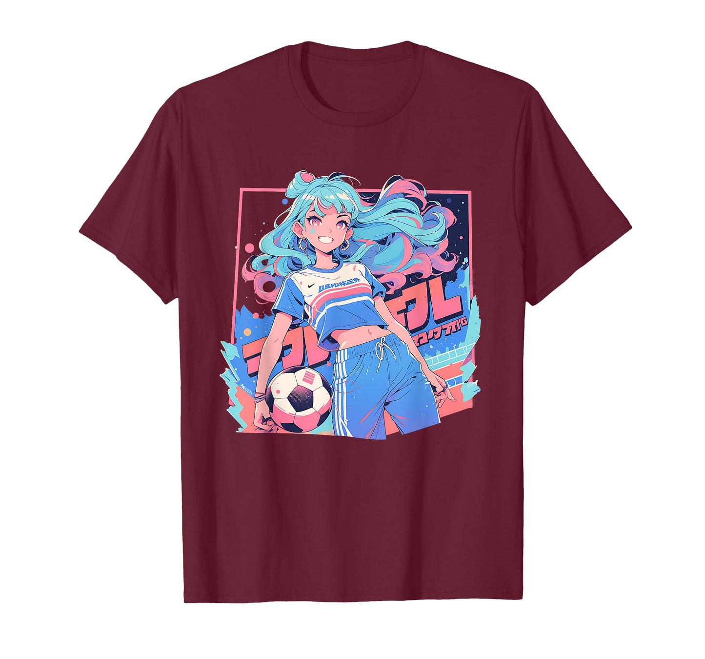 Soccer Girl in funny Pastel japan Anime Aesthetic japanese T-Shirt