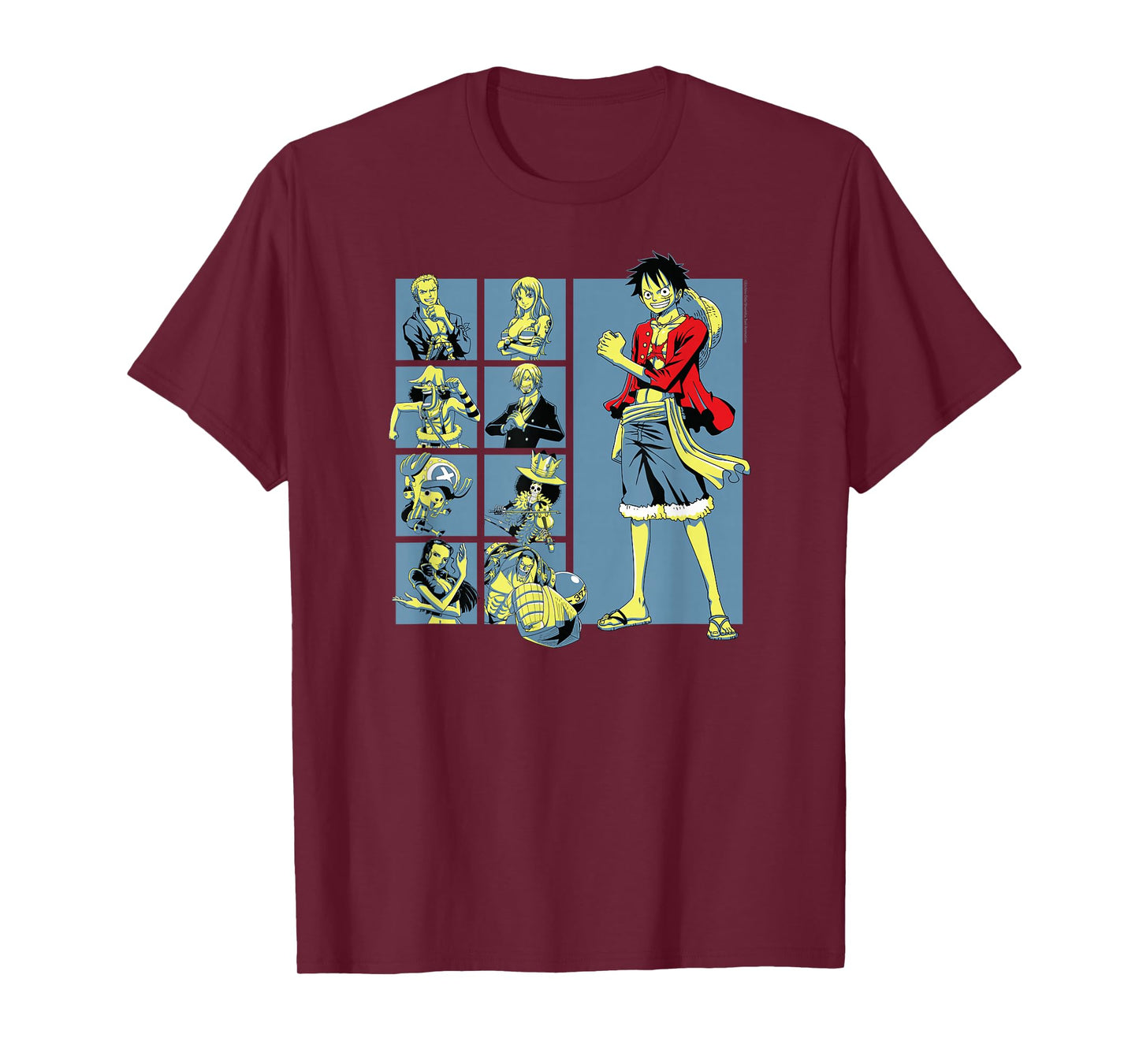 One Piece Anime Pirate Character Grid T-Shirt