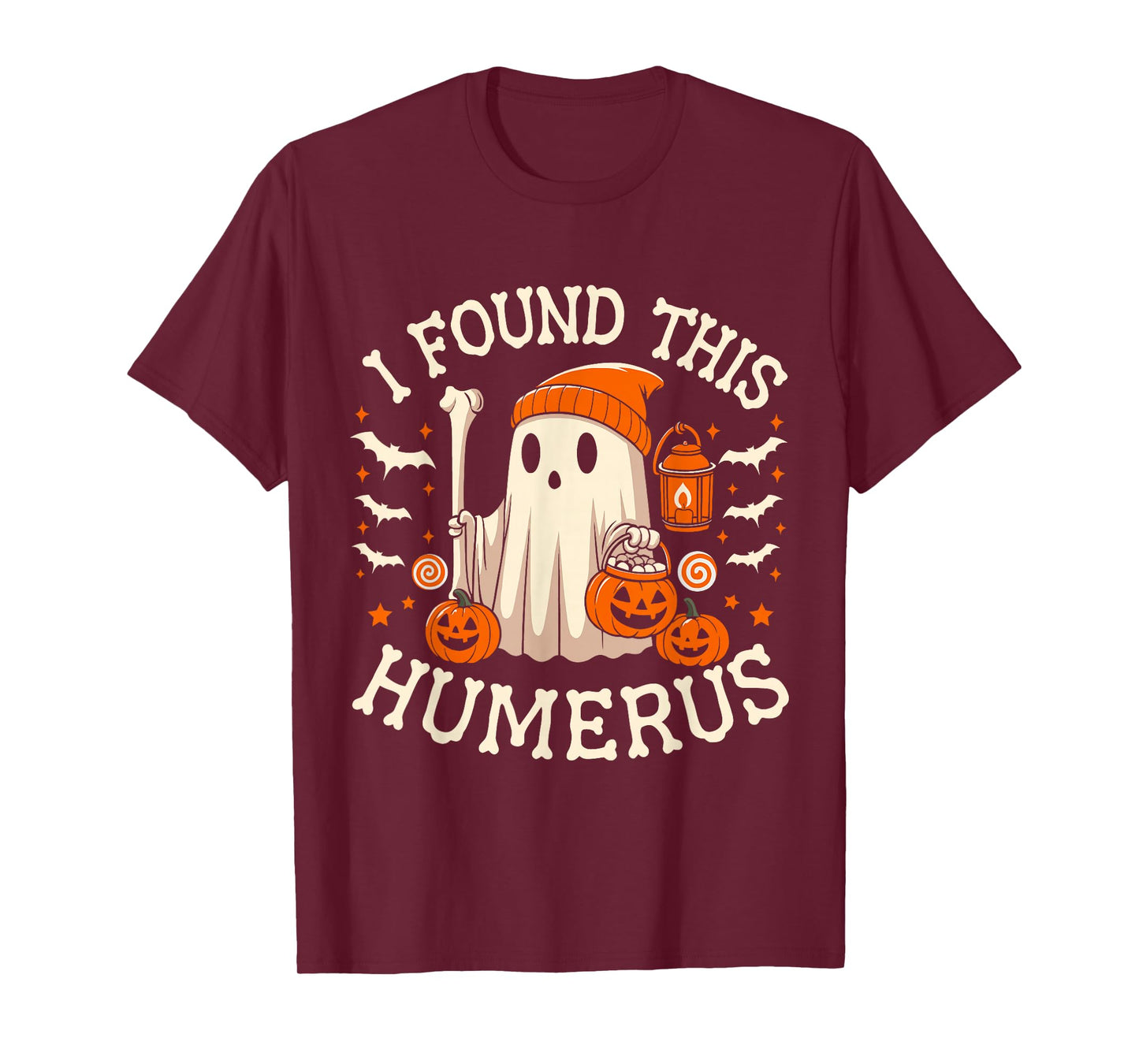 I Found This Humerus Funny Halloween Ghost Skeleton Women T-Shirt
