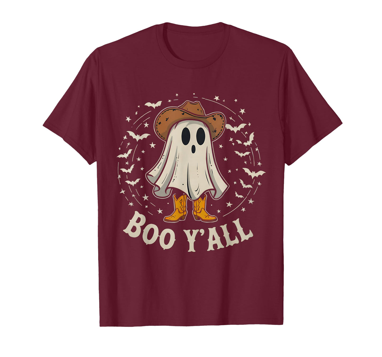 Western Country Halloween Southern Retro Ghost Boo Y'all T-Shirt