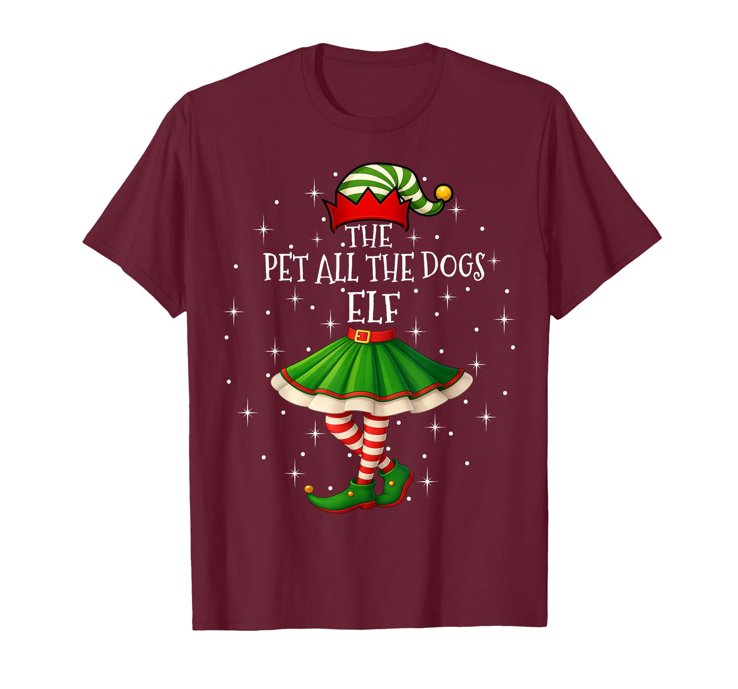 Pet All The Dogs Elf Christmas Family Women Girls Xmas Party T-Shirt
