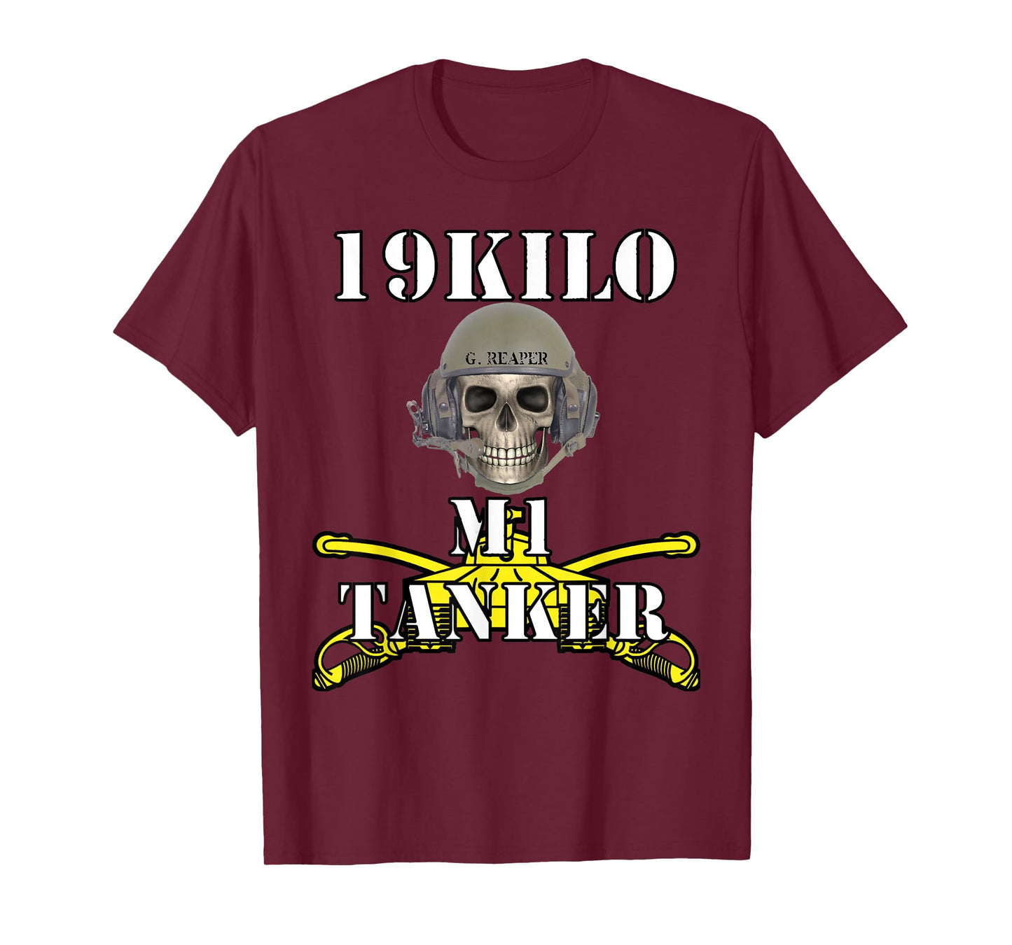 Army M1 Tanker MOS 19K- Abrams Crewman Skull version T-Shirt