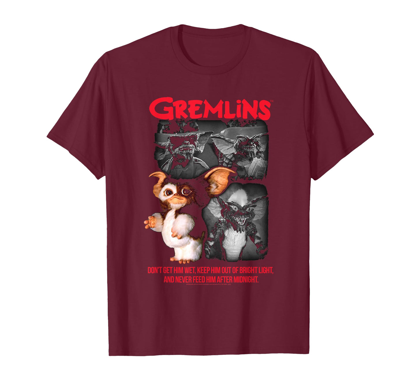 Gremlins Photo Collage with Three Rules Funny 80's Movie T-Shirt