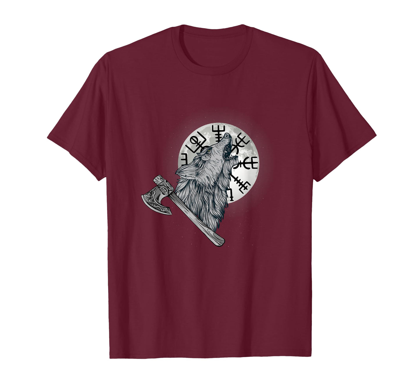 Wolf howls at the moon and Viking compass, Viking T-Shirt