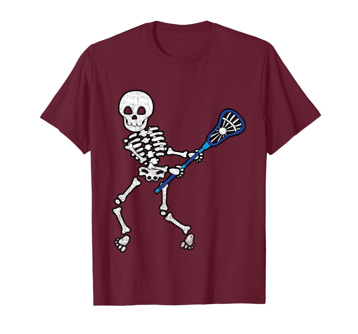 Kids Halloween Shirt Skeleton Lacrosse Sport Player Costume T-Shirt