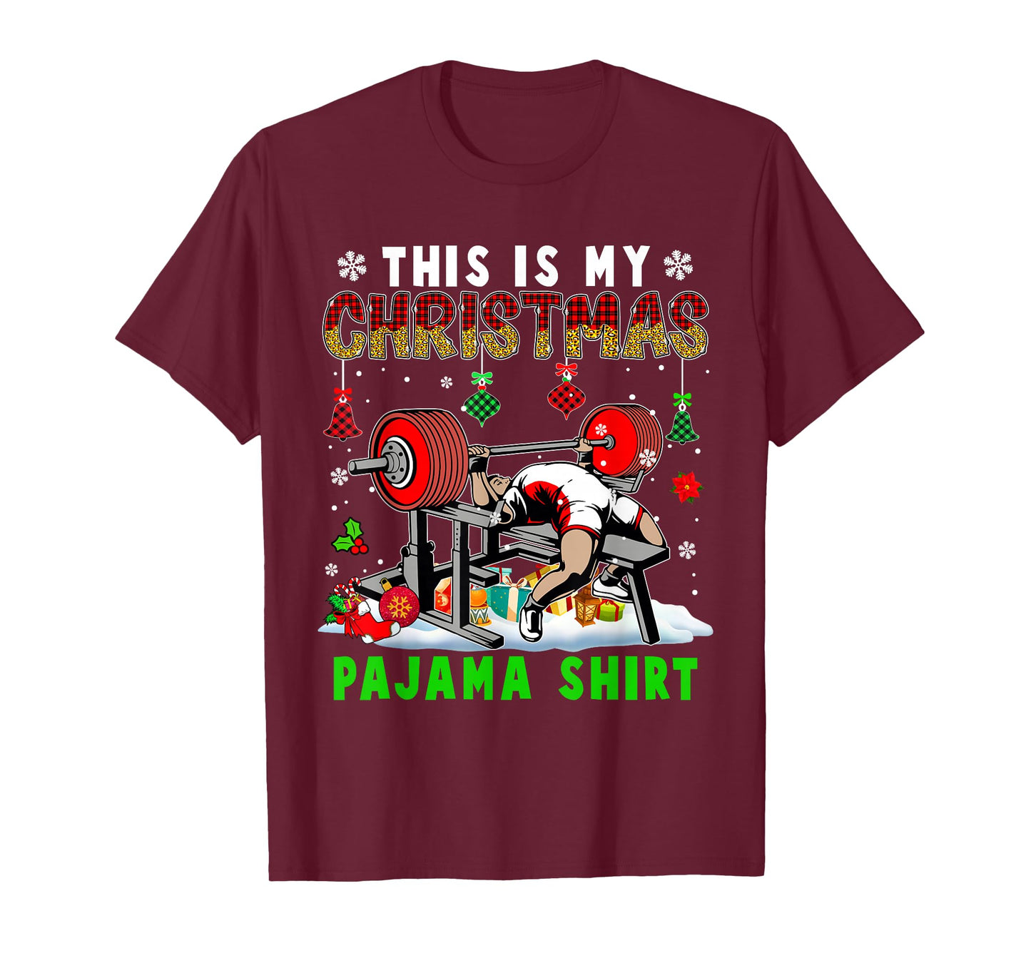 This Is My Christmas Pajama Shirt Santa Powerlifting Gym T-Shirt