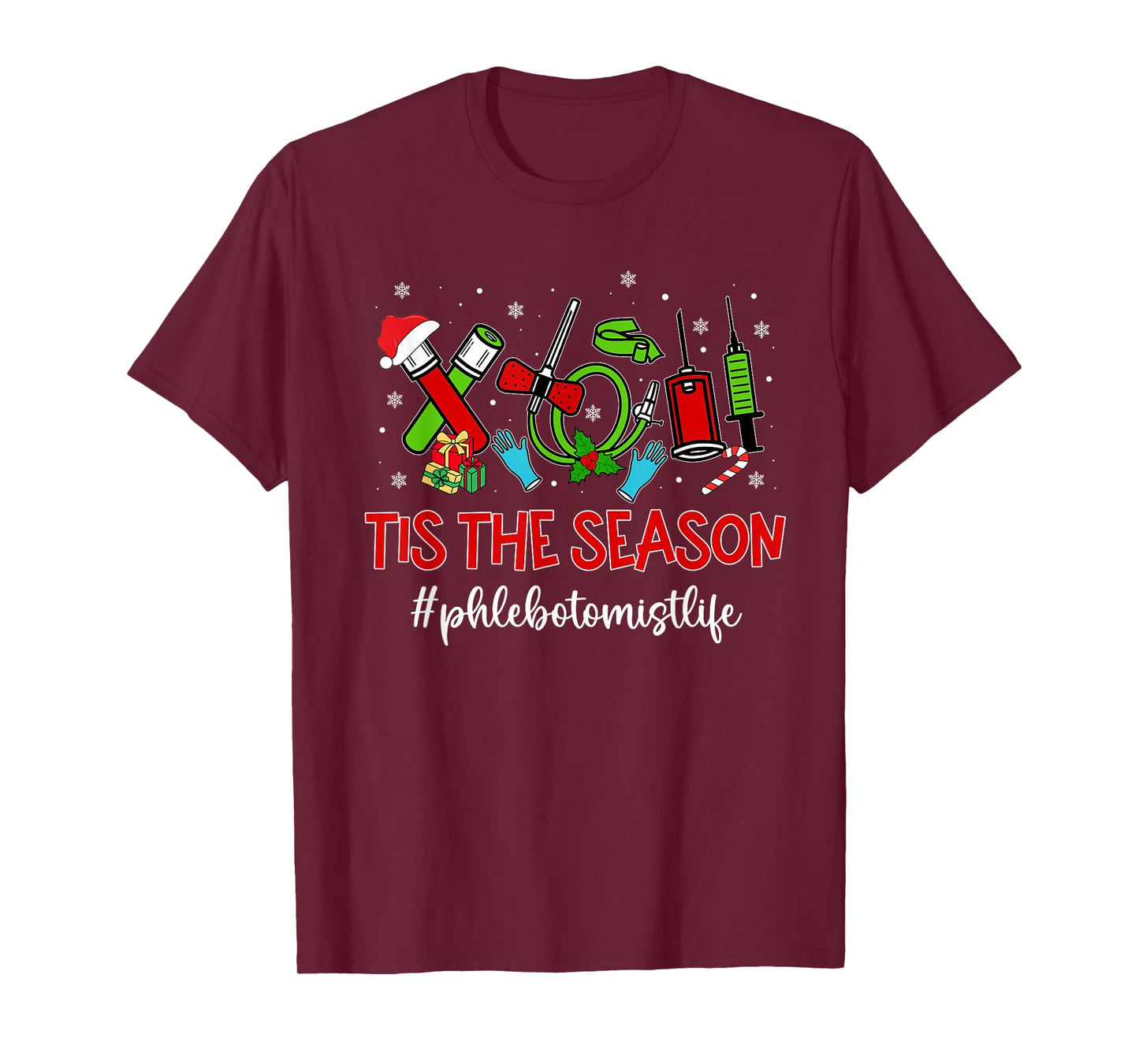Christmas Phlebotomist Phleb Tech Phlebotomy Technician T-Shirt