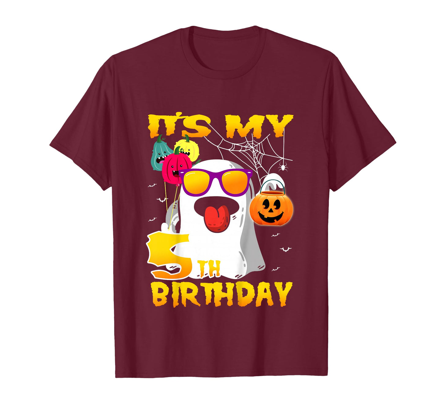 Kids It's My 5th Birthday Ghost Funny Halloween 5 years old Boys T-Shirt