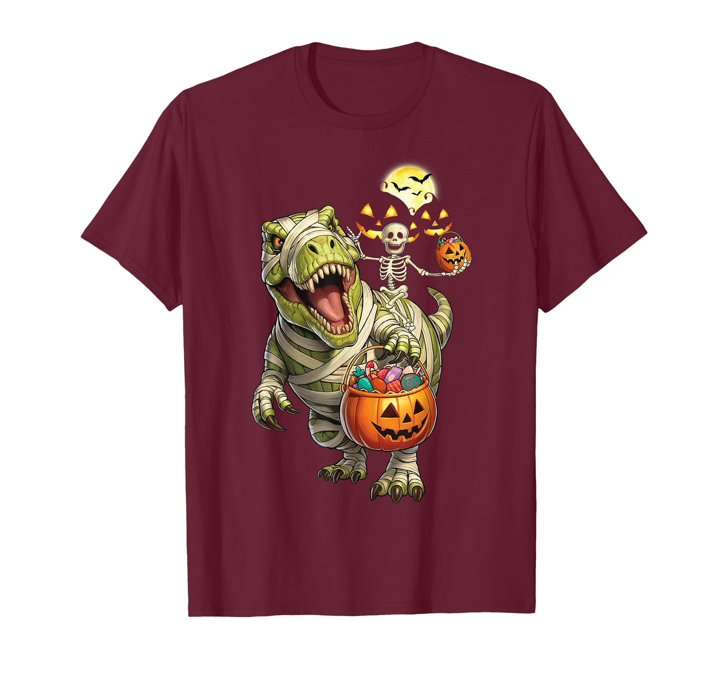 Dinosaur Halloween Skeleton Riding Mummy T Rex Costume T-Shirt