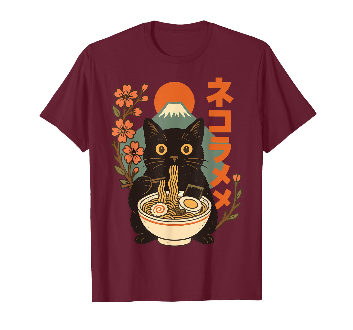 Cat Eating Ramen Kitten Anime Japan T-Shirt