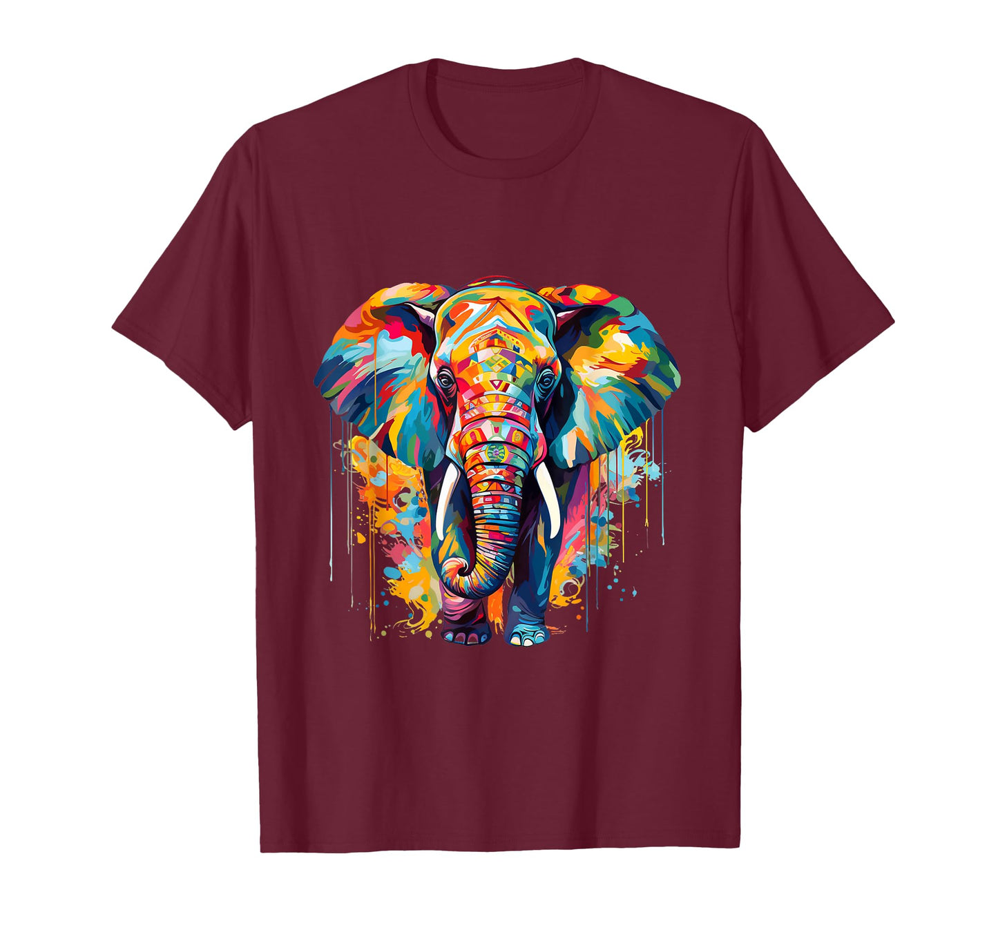 Cool Colorful Elephant Portrait Graphic T-Shirt