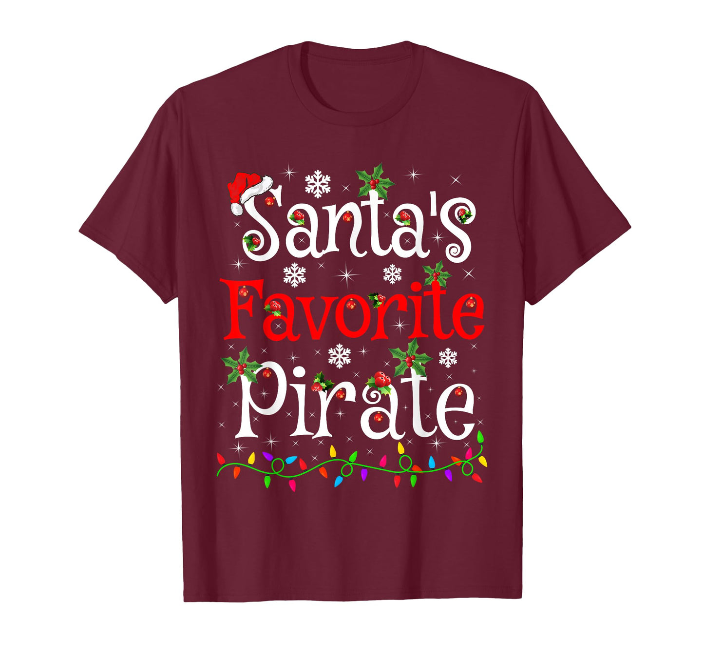 Funny Xmas Lighting Santa's Favorite Pirate Christmas T-Shirt