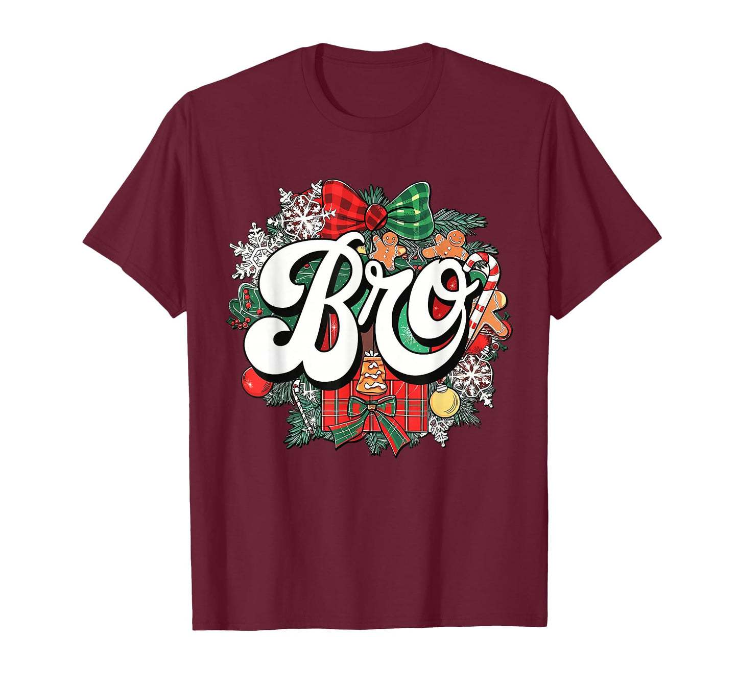 Bro Christmas Coquette Bow Mistletoe Family Matching Xmas T-Shirt