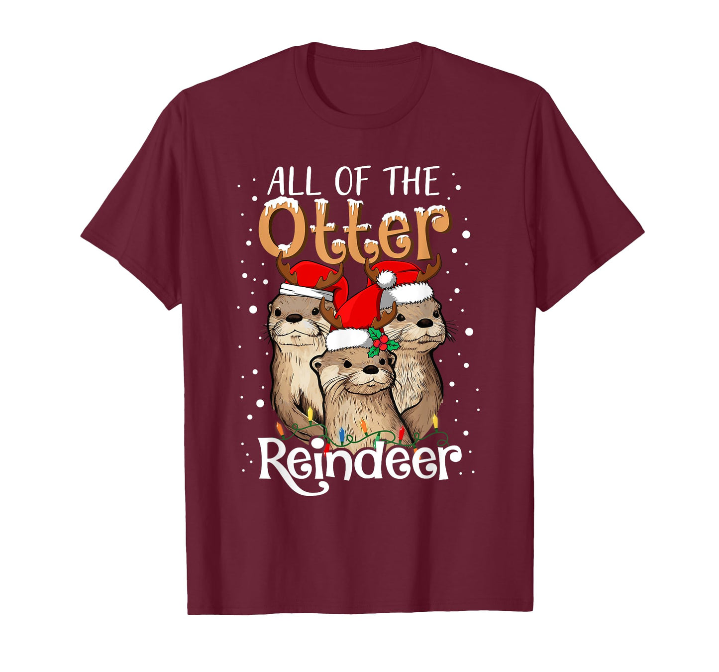All of The Otter Reindeer Christmas Otters Santa Xmas Pajama T-Shirt