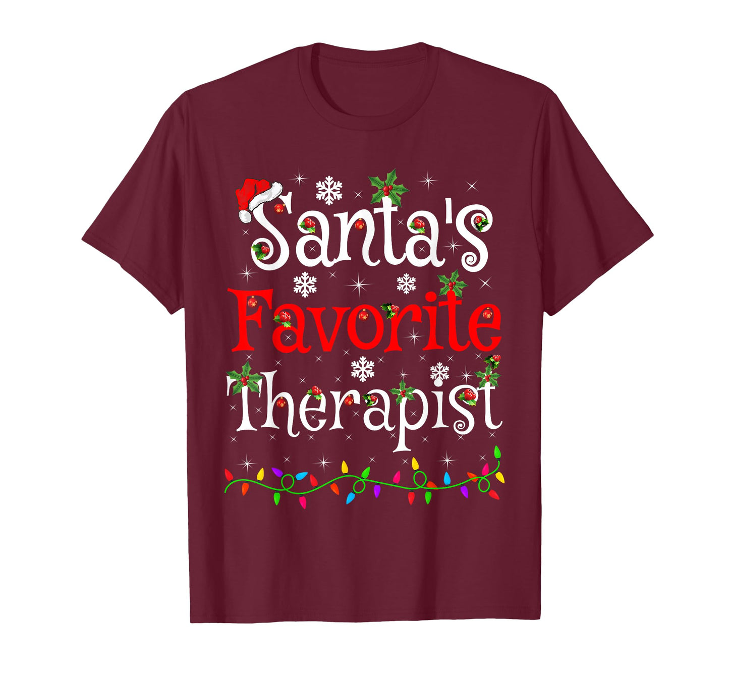 Santa Favorite Therapist Christmas Family Lights Funny Xmas T-Shirt