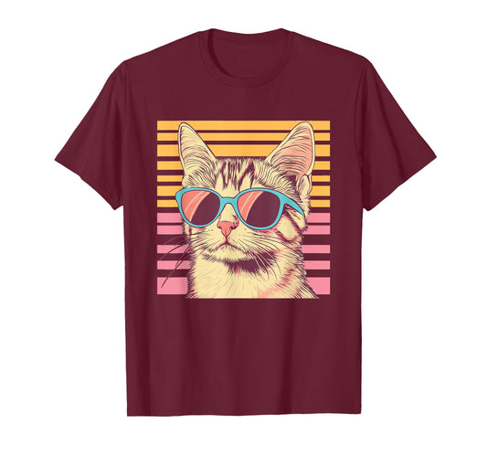 Retro Cat with Sunglasses I Kids Cat T-Shirt