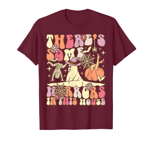 There's Some Horrors In This House Groovy Ghost Halloween T-Shirt