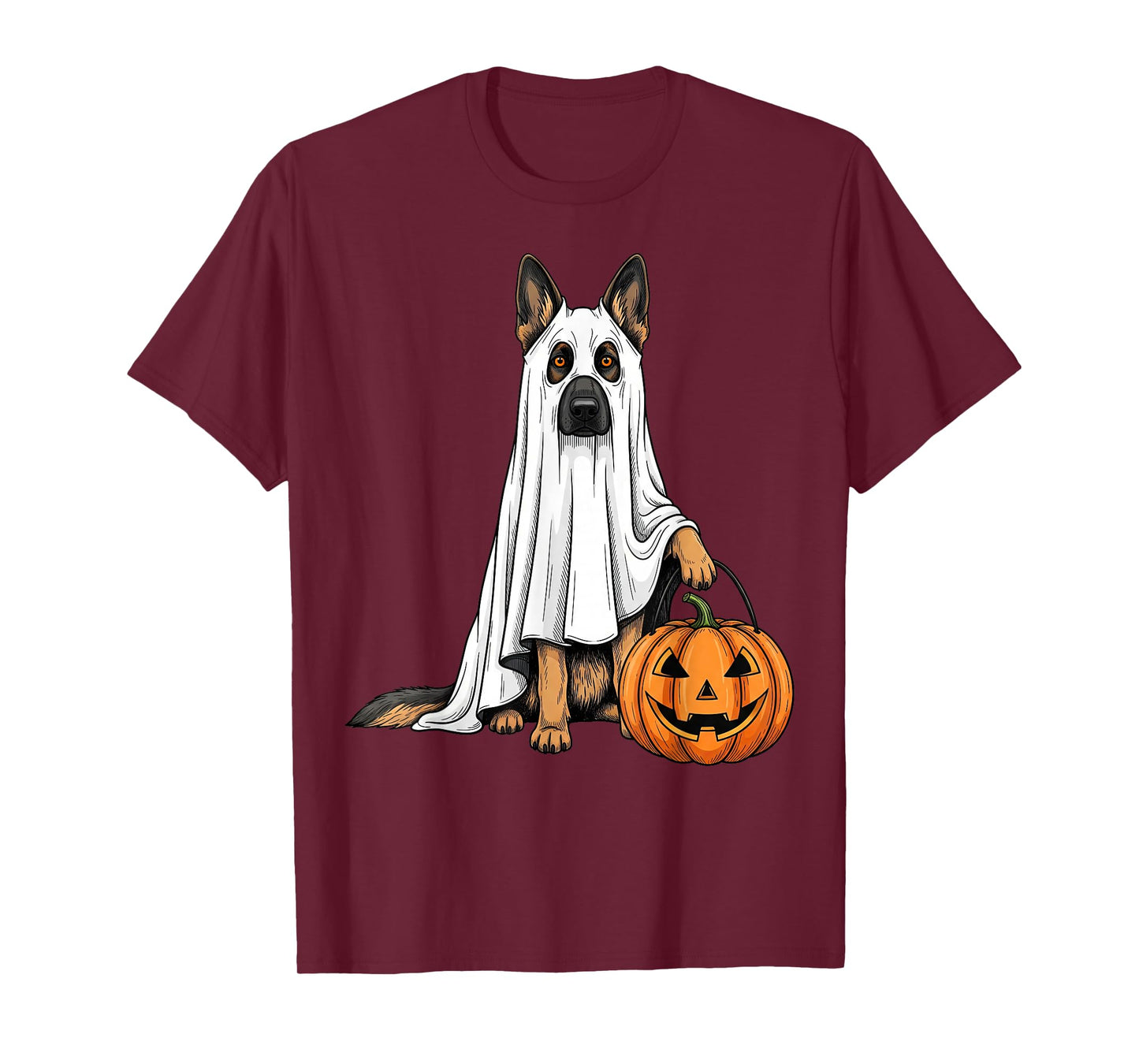 Funny German Shepherd Ghost Pumpkin Cute Spooky Dog Lover T-Shirt