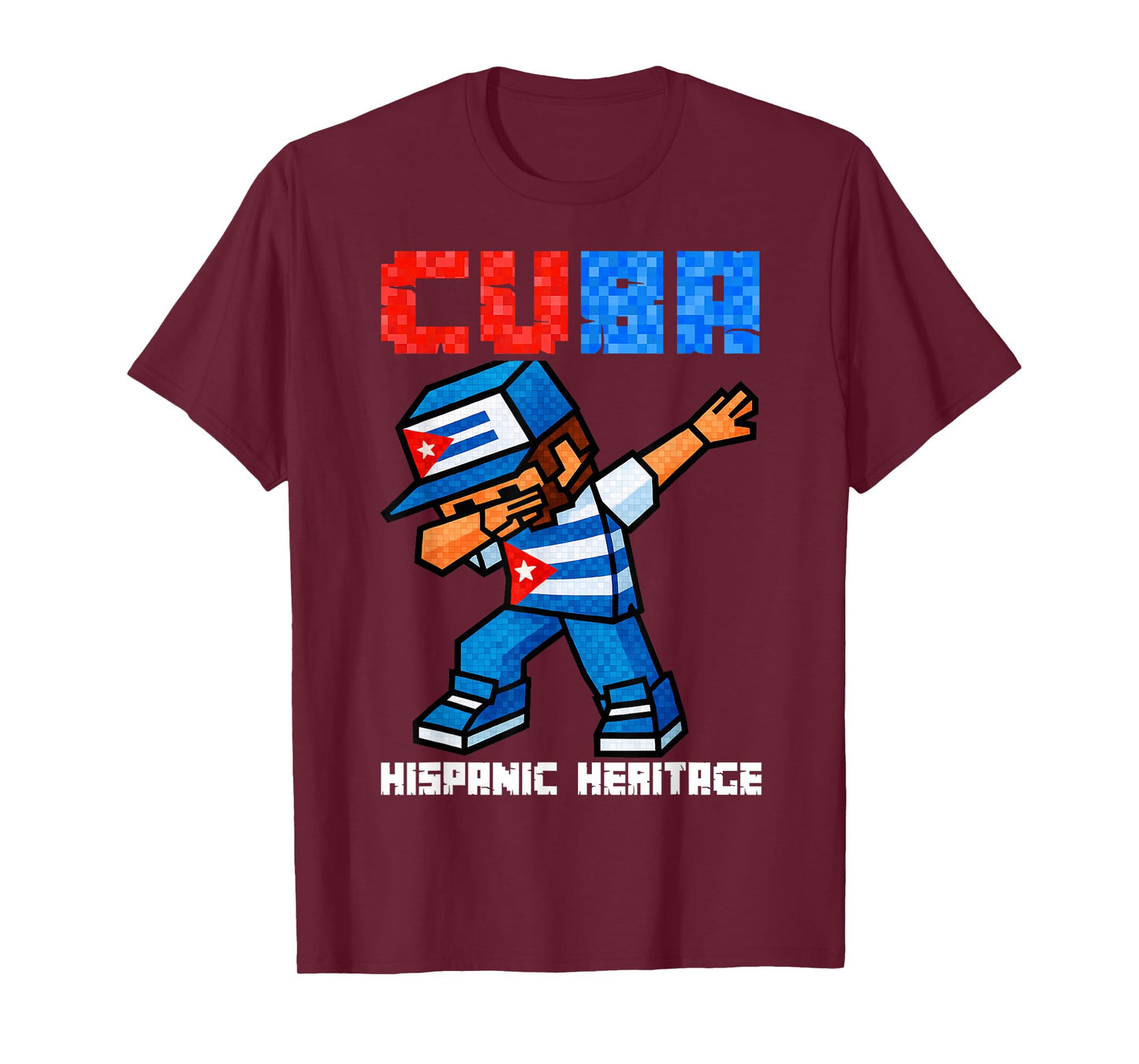 Cuba Dabbing Boys Game Pixel Hispanic Heritage Cuban Kids T-Shirt