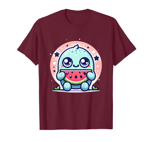 Cute Monster Eating Watermelon Funny Graphic Outfit Boy Girl T-Shirt