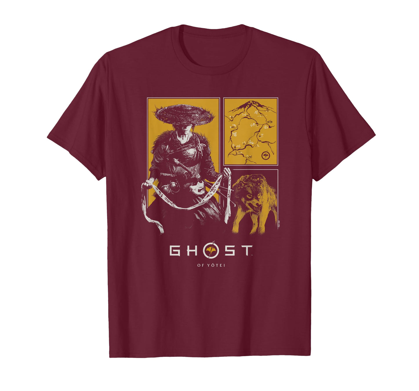 Ghost of Yotei Atsu and Wolf Portrait Panels Video Game T-Shirt