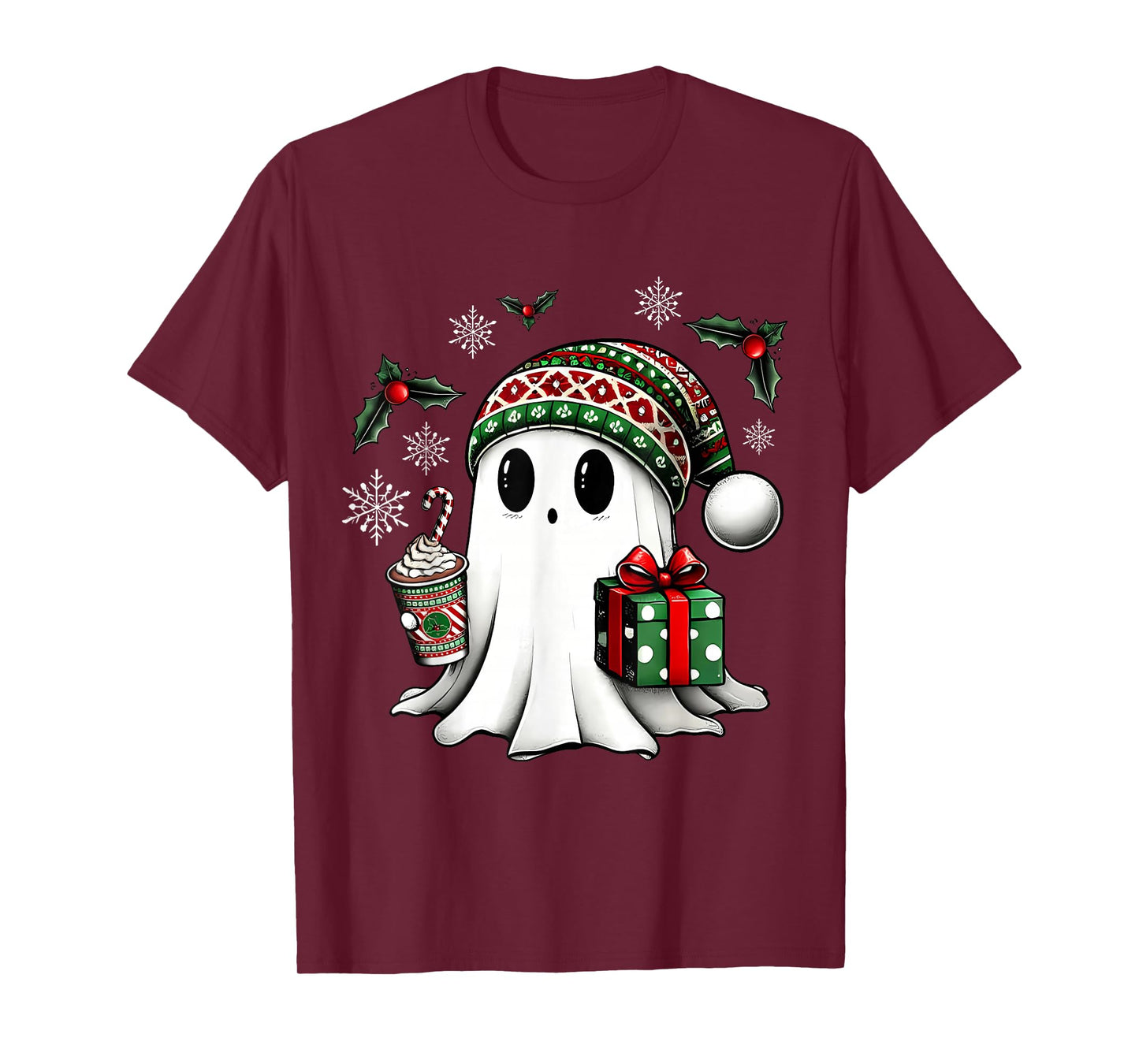 Christmas Santa Ghost Coffee Xmas Holiday Party T-Shirt