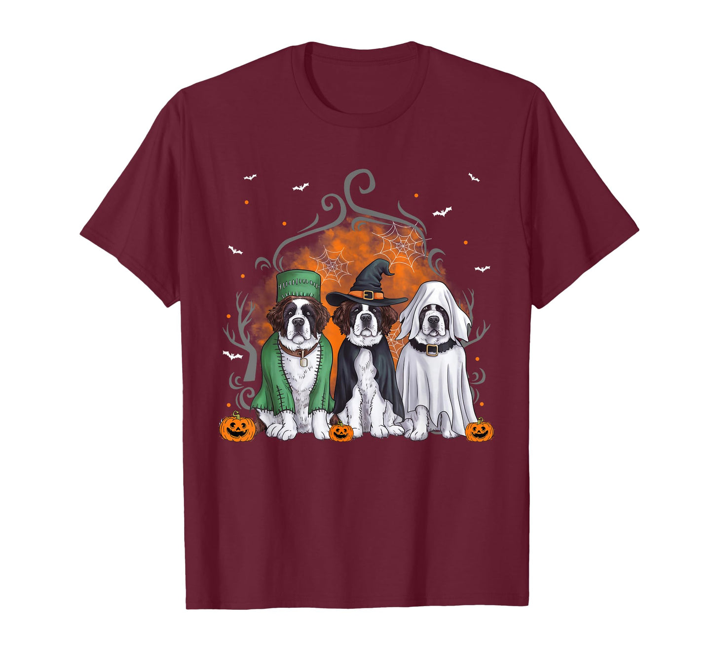 Three Saint Bernard St. Bernard Dog Halloween Ghost Costume T-Shirt