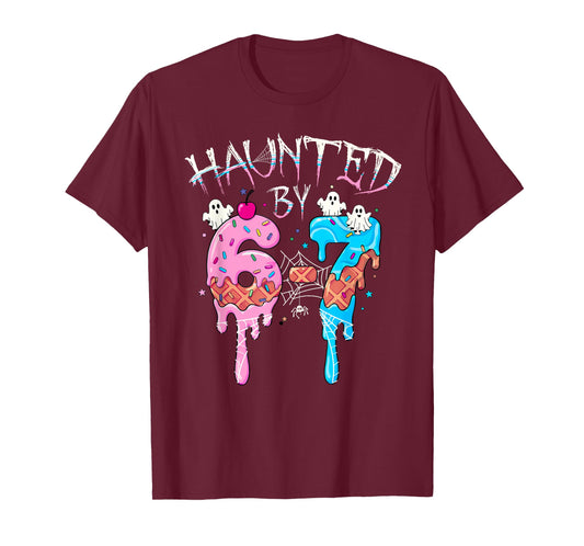 Haunted by 6 7 Halloween Ghost Gen Alpha Meme Ice Cream Drip T-Shirt