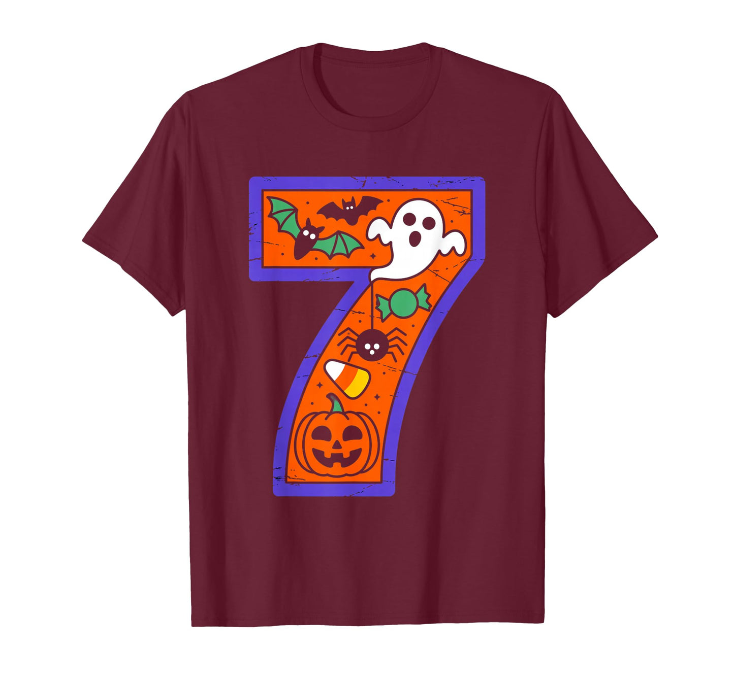 Halloween Number 7 Birthday Pumpkin Ghost Spider Candy Party T-Shirt