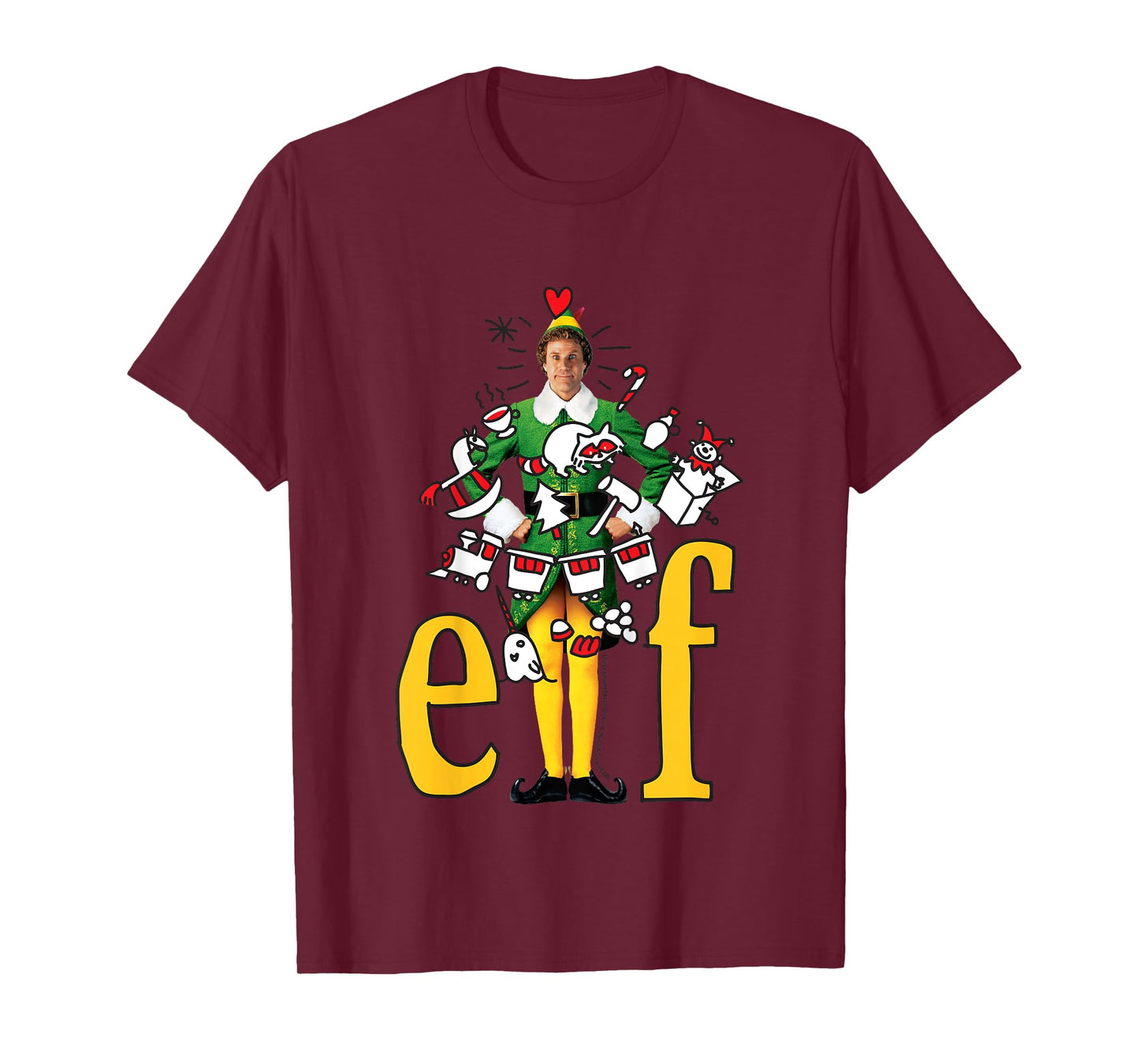 Kids Elf Buddy Cartoon Christmas Drawings Kids T-Shirt