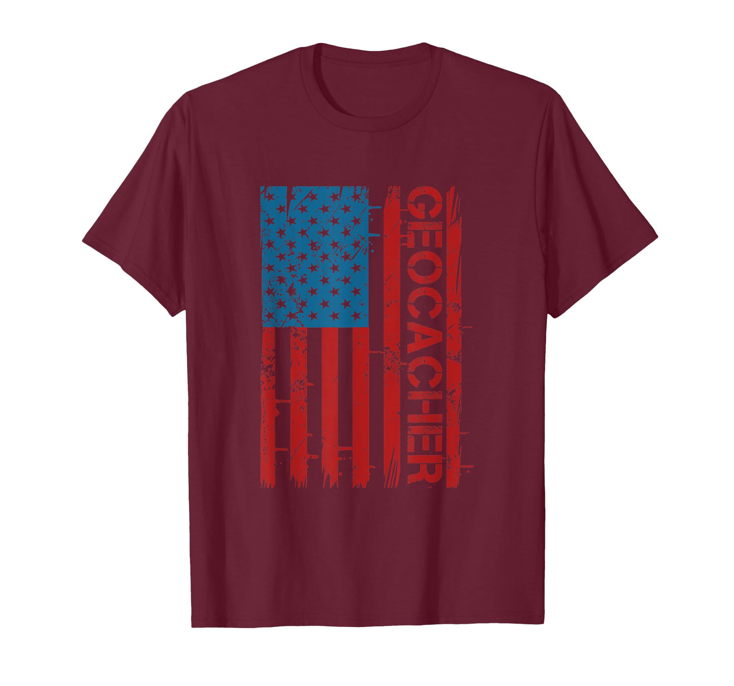 Patriotic American Flag Geocaching Fan For Patriot Geocacher Women Men T-Shirt