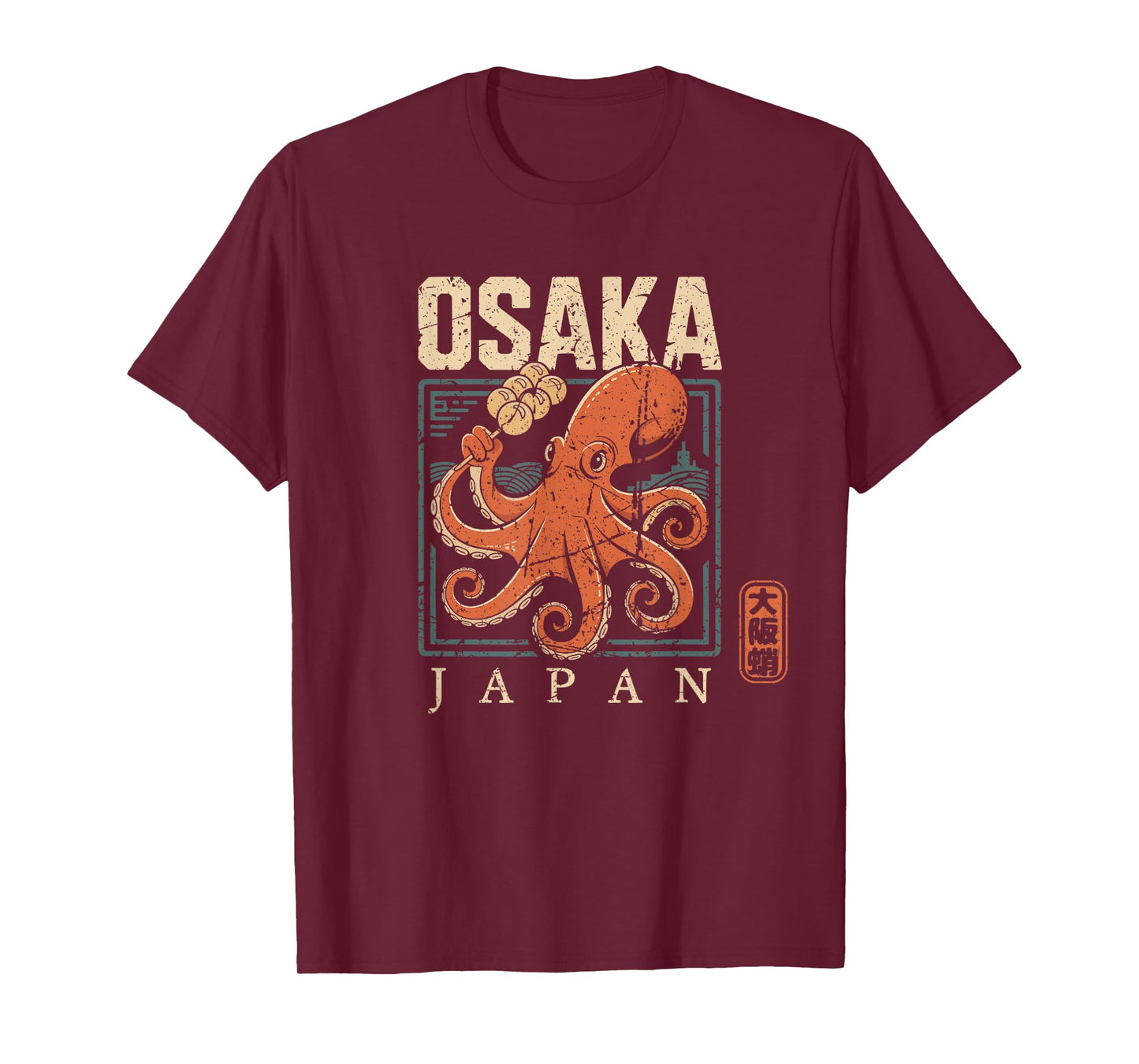 Osaka Japan Takoyaki Octopus Foodie Retro Kanji Souvenir T-Shirt