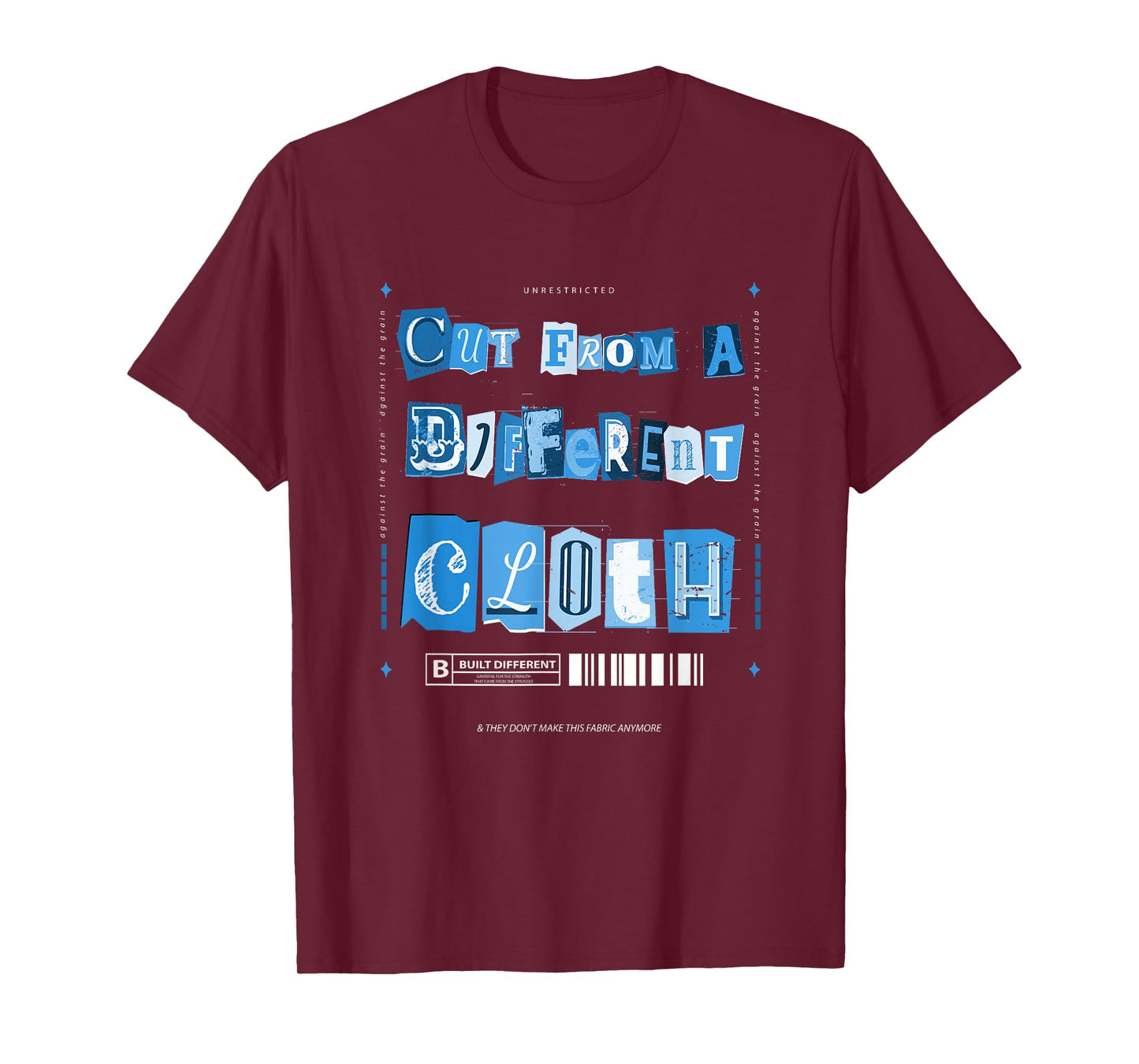 Blue Cut from A Different Cloth Blue Color Graphic T-Shirt