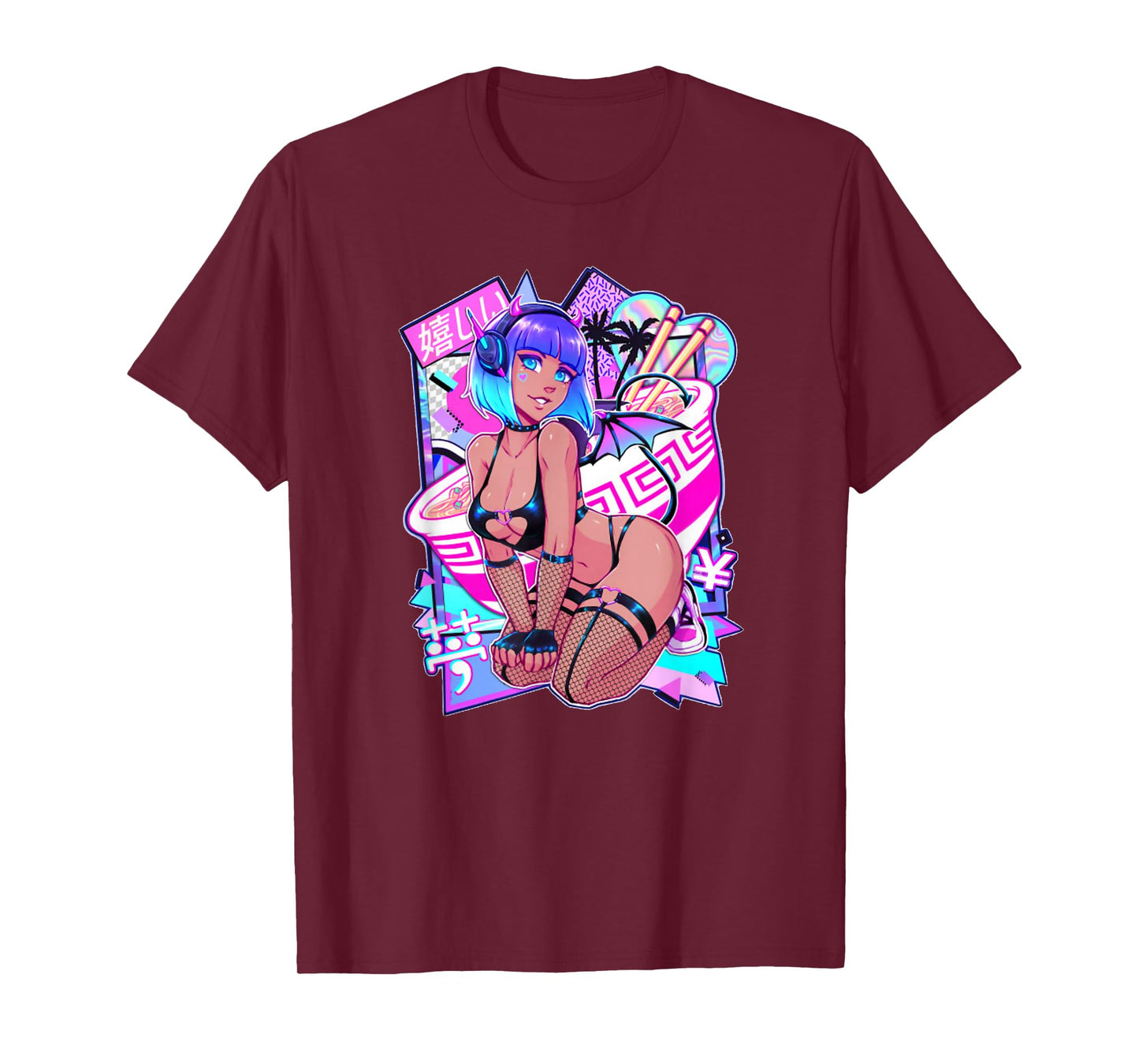 Sexy Anime Girl Japanese Sexy Demon Girl Cosplay T-Shirt Small