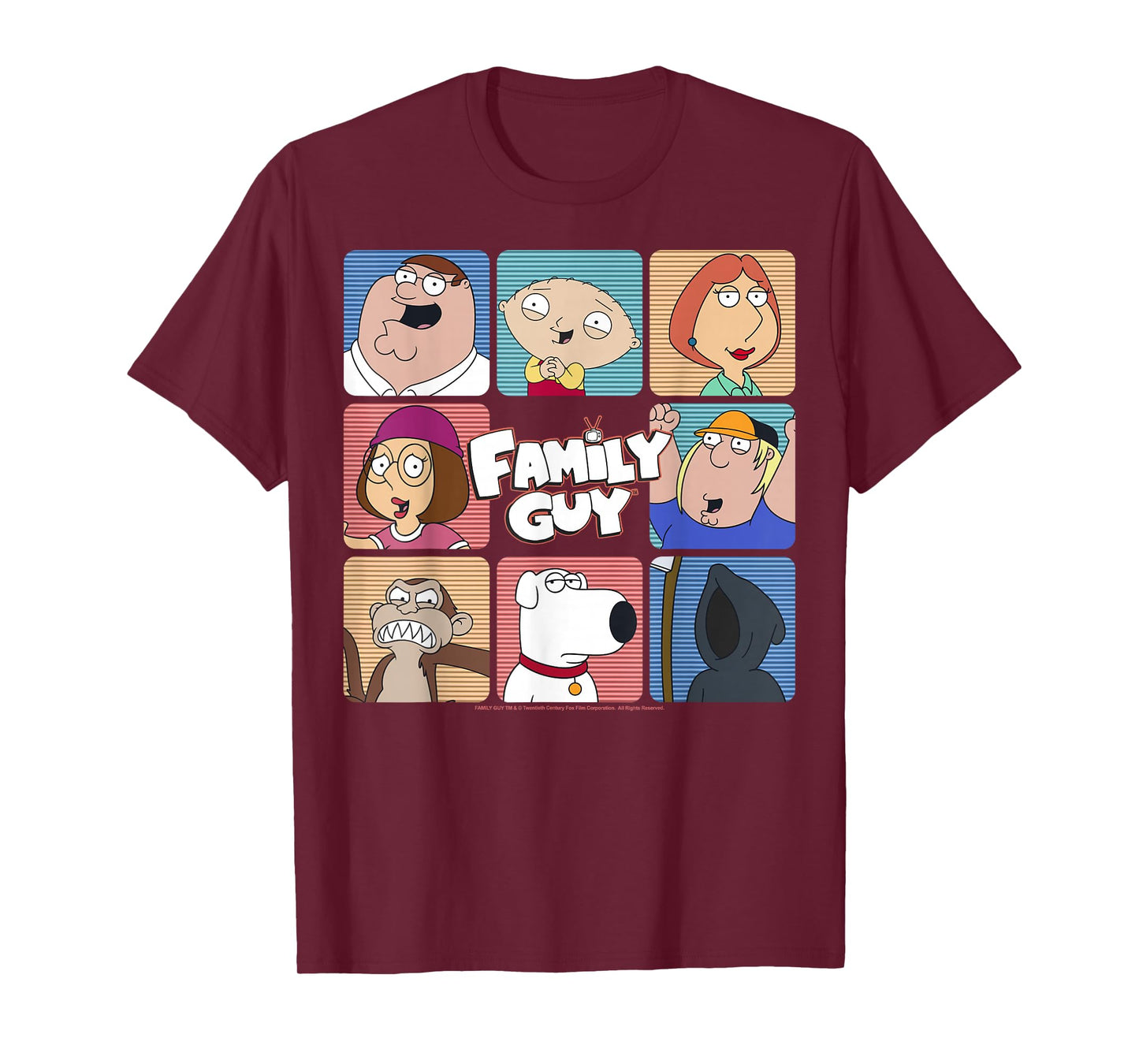 Family Guy Iconic Griffin Family Group Shot Big Chest Panels T-Shirt