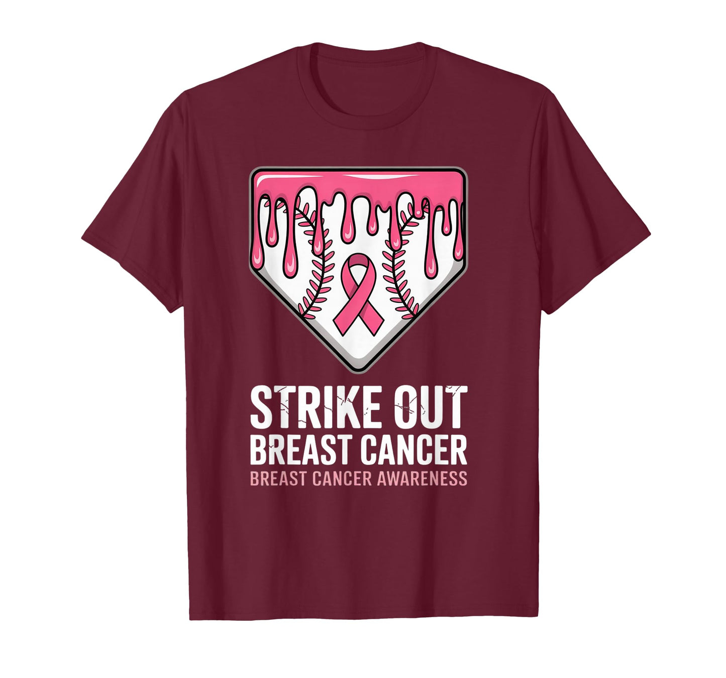 Strike Out Breast Cancer Baseball Awareness Pink Ribbon T-Shirt