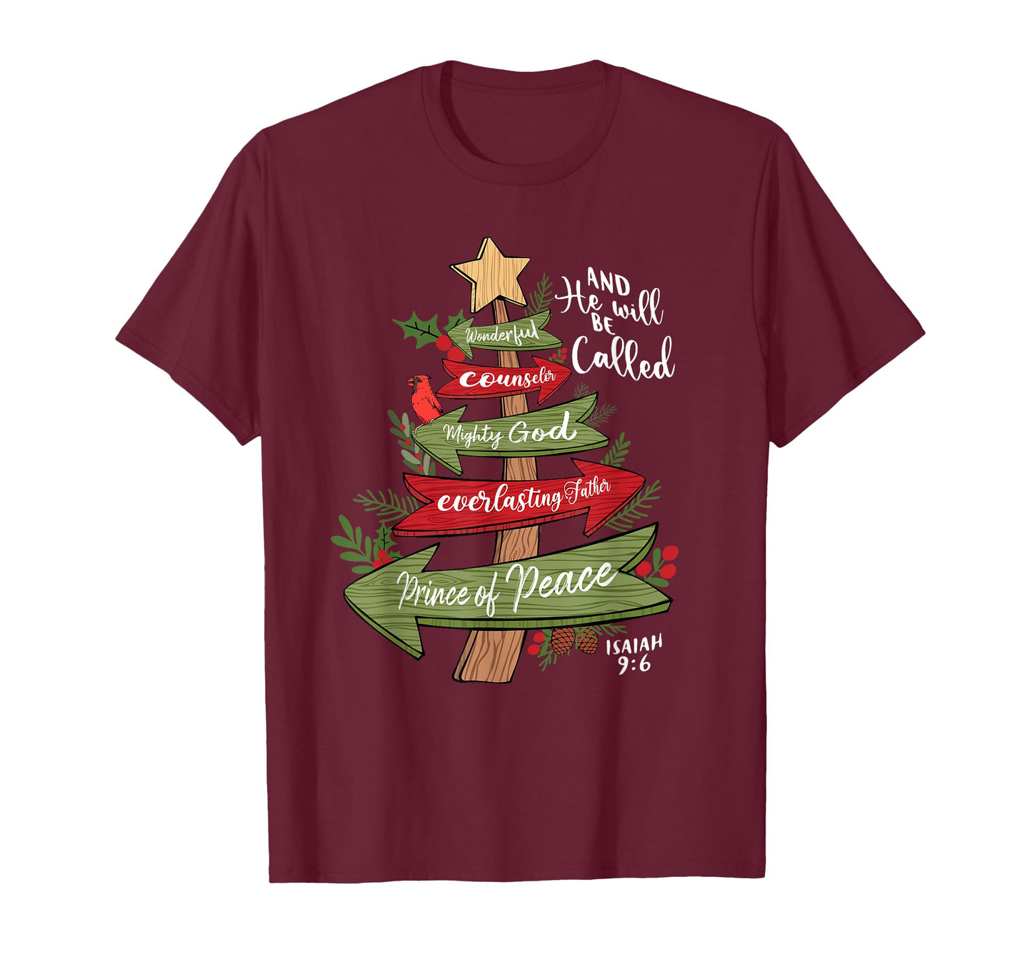 And He Will Be Called Christian Christmas Tree Jesus Bow T-Shirt