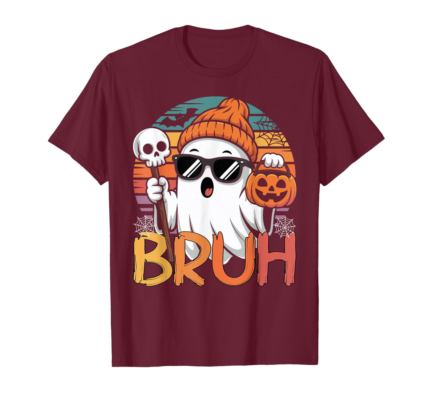 Bruh Ghost Halloween Toddler Vintage Halloween Boys Kids Men T-Shirt