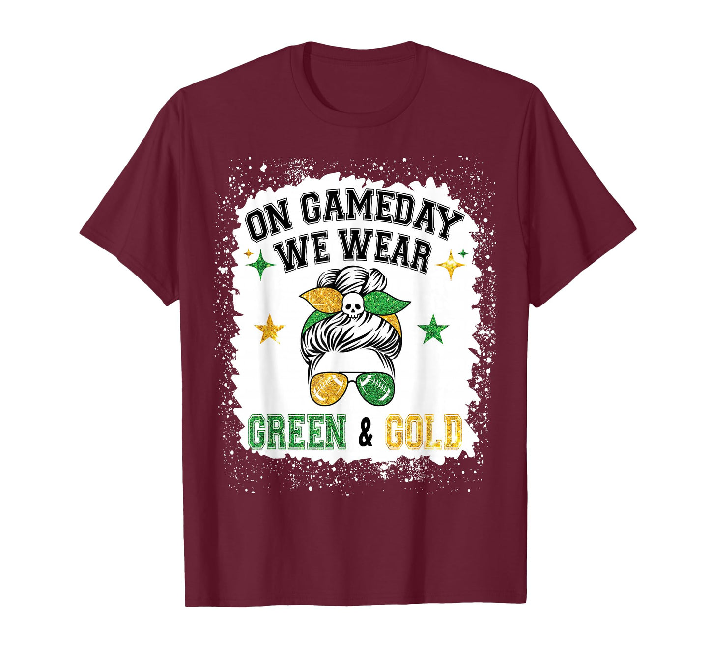 On Gameday We Wear Green and Gold Messy for Men Women Kids T-Shirt
