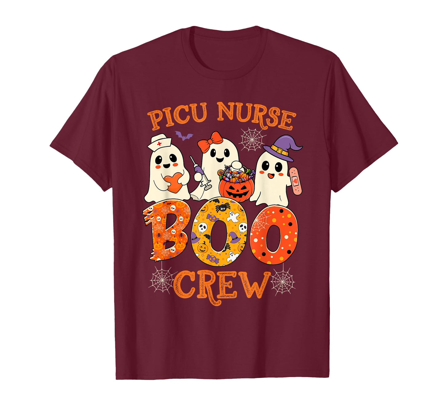 Picu Nurse Boo Crew Funny Ghost Halloween Spooky Costume T-Shirt