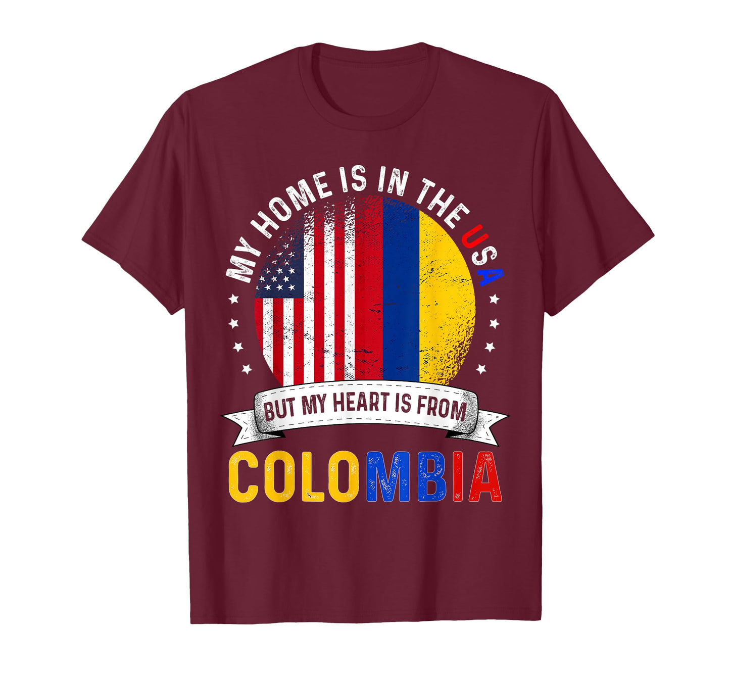 Colombian American Patriot Heart is from Colombia Flag T-Shirt Small