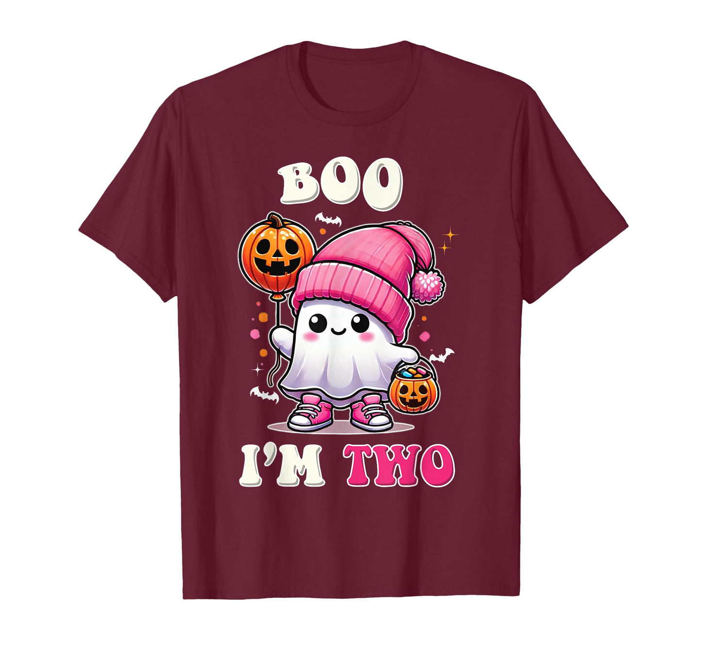 Boo I'm Two Ghost 2nd Birthday Halloween Pink Bow Girl T-Shirt