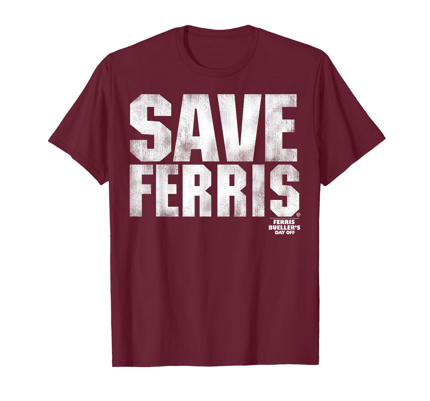 Ferris Bueller's Day Off White Distressed Save Ferris T-Shirt