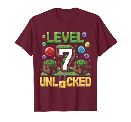 Birthday Children's Shirt Level 7 Unlocked Games T-Shirt