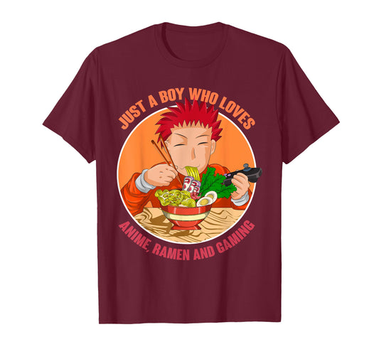 Just A Boy Who Loves Anime Ramen And Gaming Japan Anime T-Shirt