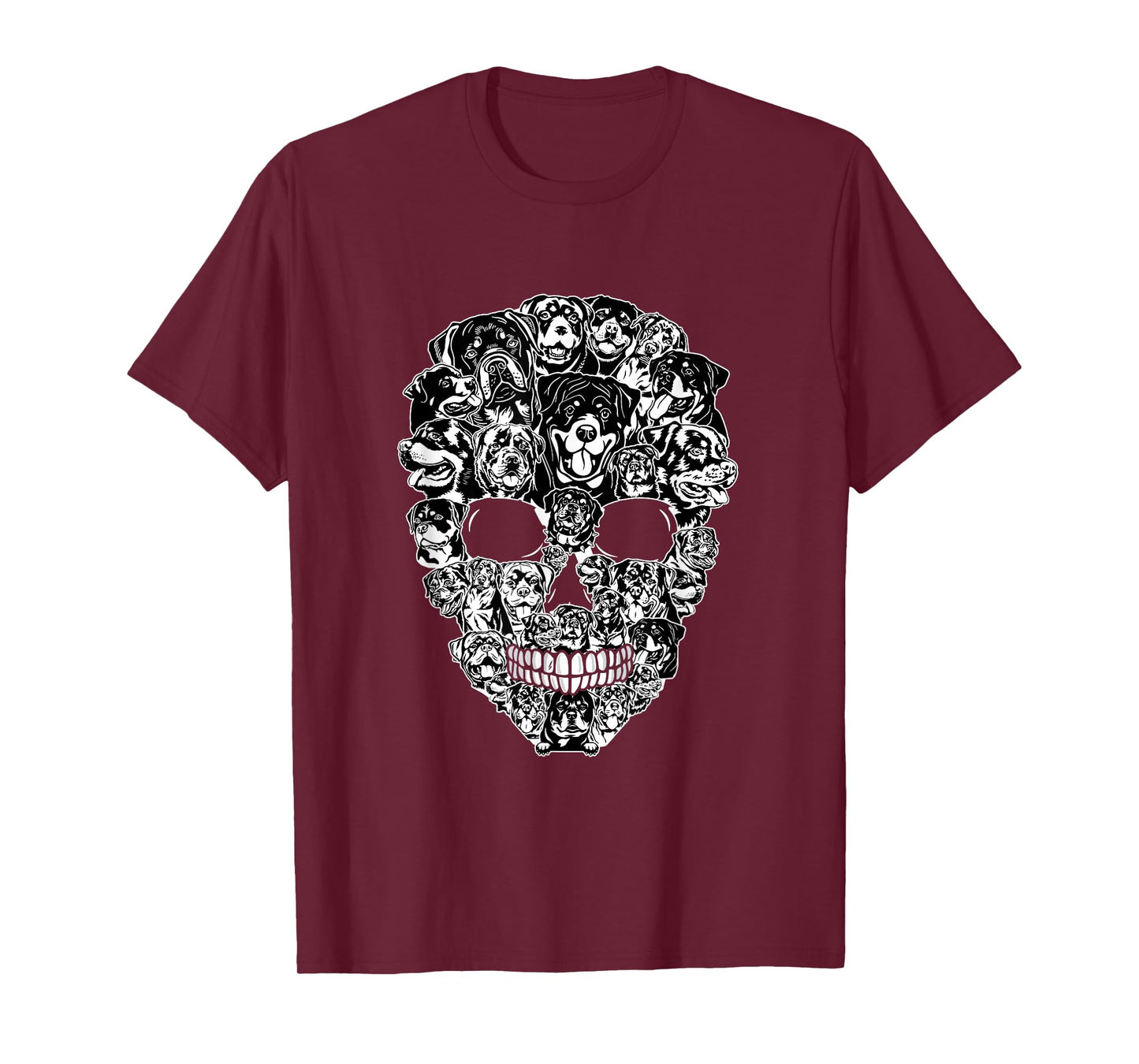 Funny Rottweiler Skull Dog Skeleton Halloween Men Women Kids T-Shirt