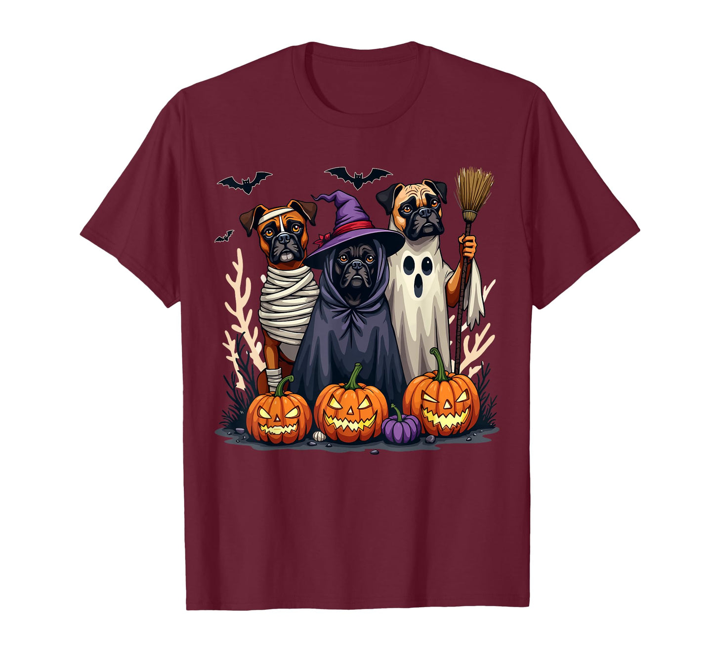 Boxer Halloween Costume Cute Spooky Dog Lover Men Women Kids T-Shirt
