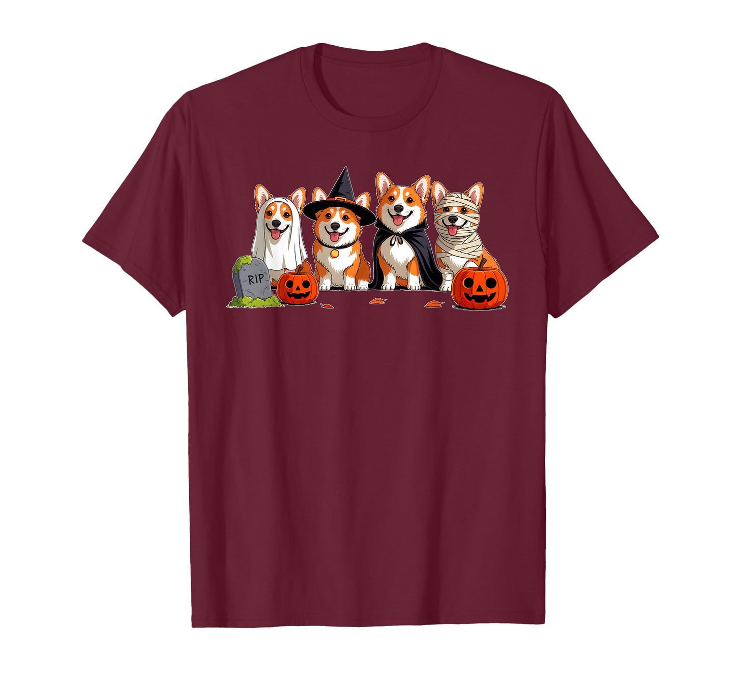 Corgi Dog Ghost Witch Mummy Pumpkin Funny Halloween Costume T-Shirt
